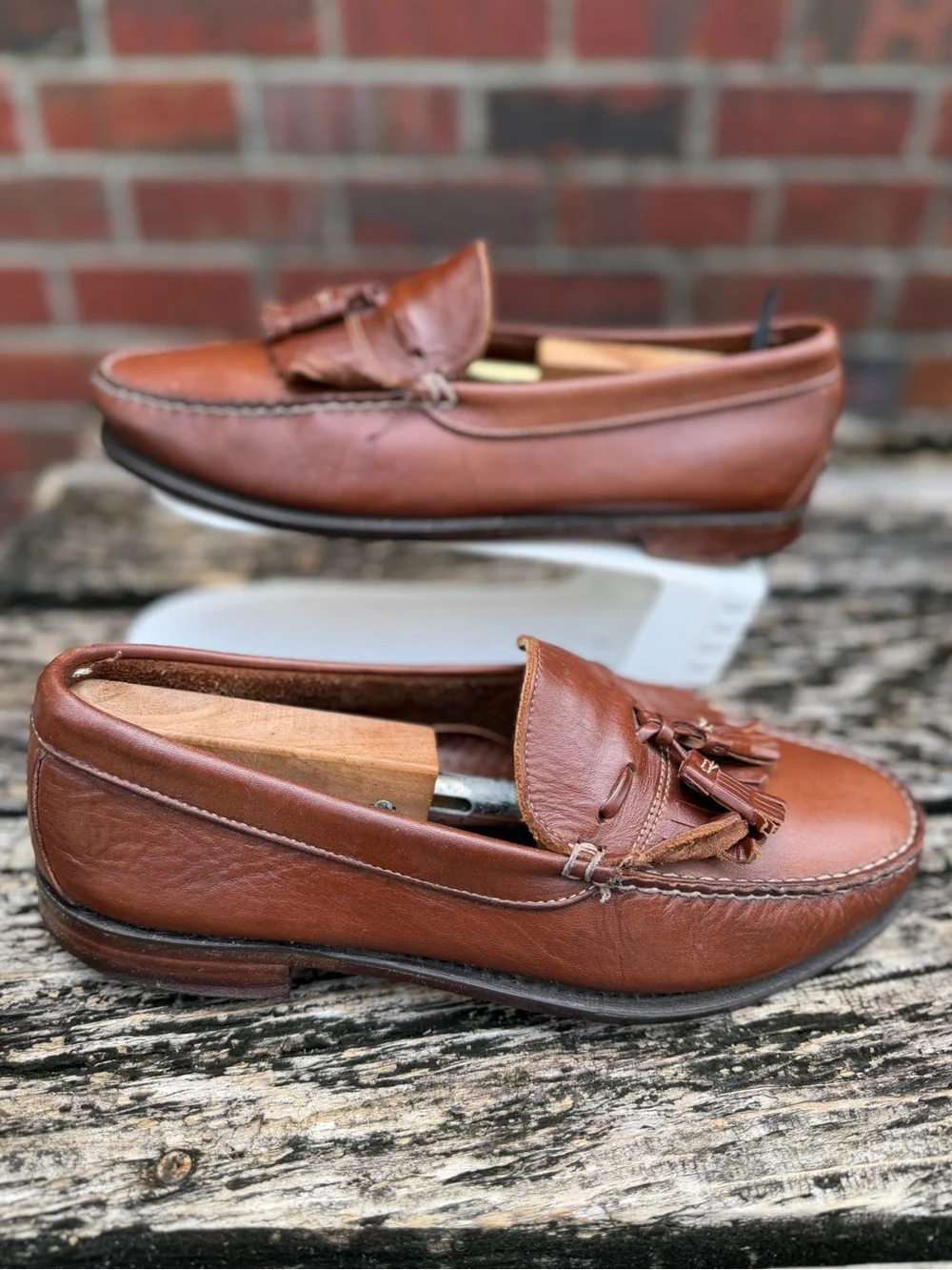 Dexter Men's Size 8.5 WW Brown Leather Kiltie Tassel Slip On Loafers Made USA P5